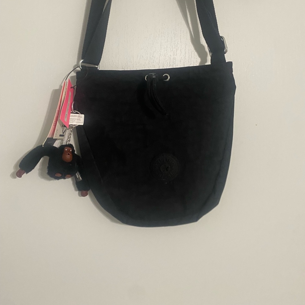 Kipling Alene Nylon Crossbody Black Tonal Drawstring - Picture 5 of 5